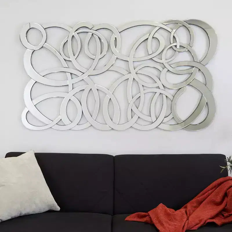 Glass Geometric Room Wall Mirror Silver