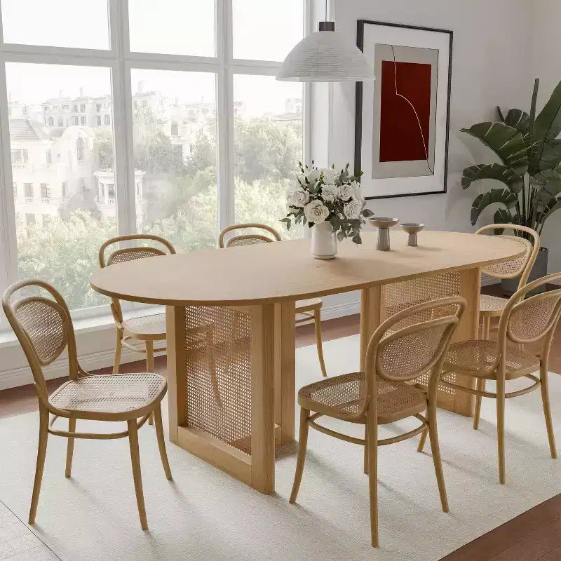 67 Modern Oval Dining Table Farmhouse Kitchen Table for 6 People