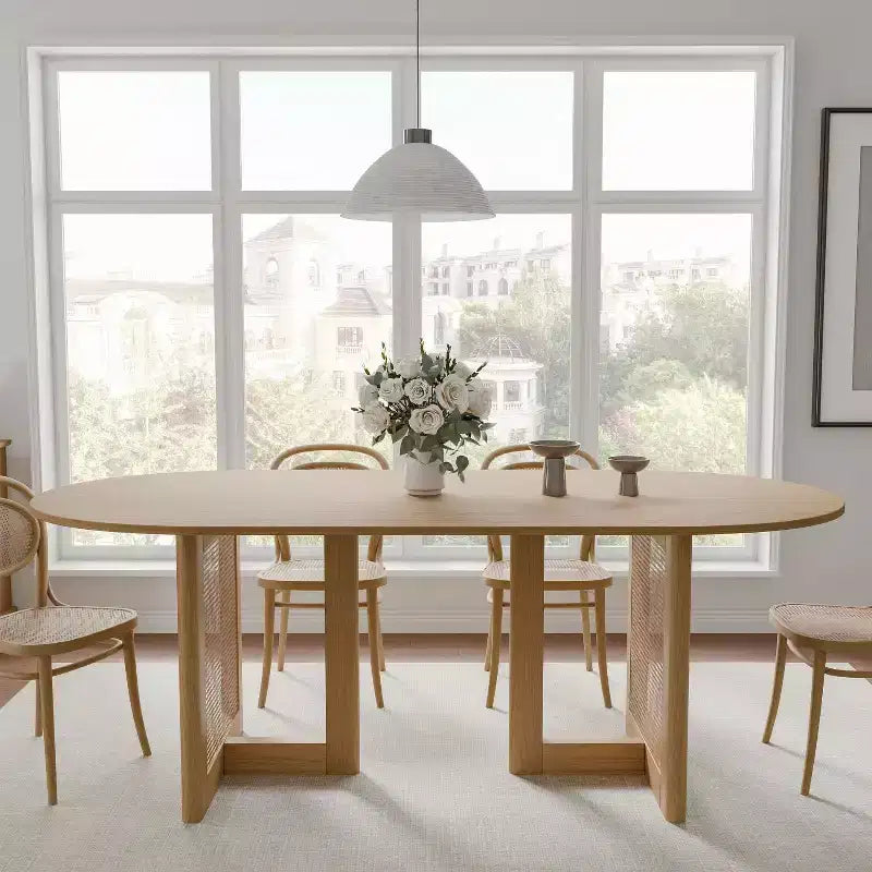 67 Modern Oval Dining Table Farmhouse Kitchen Table for 6 People
