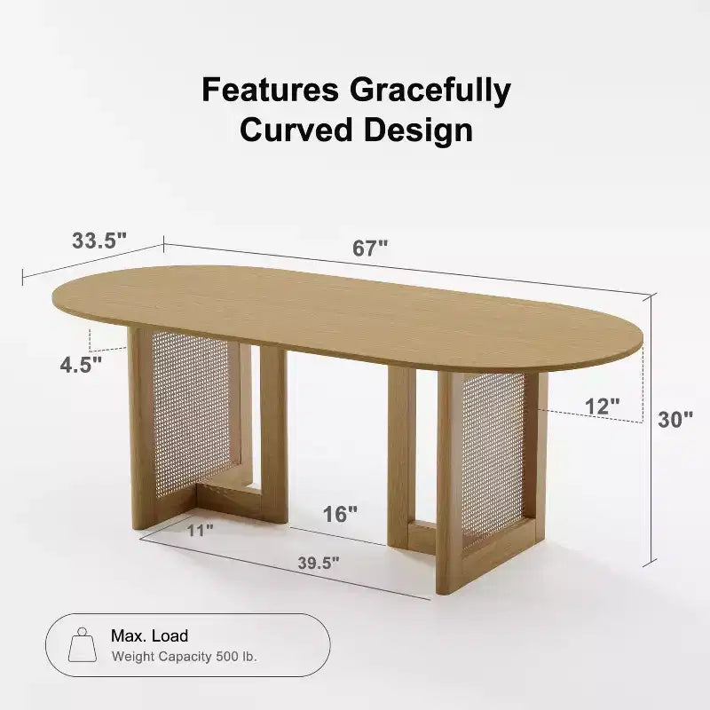 67 Modern Oval Dining Table Farmhouse Kitchen Table for 6 People