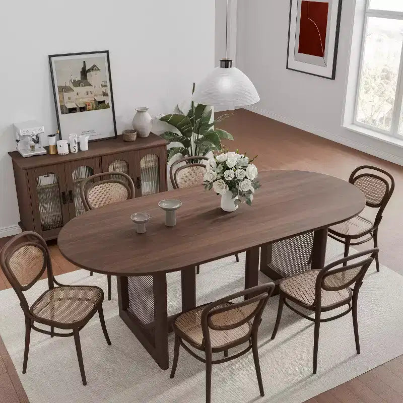 67 Modern Oval Dining Table Farmhouse Kitchen Table for 6 People
