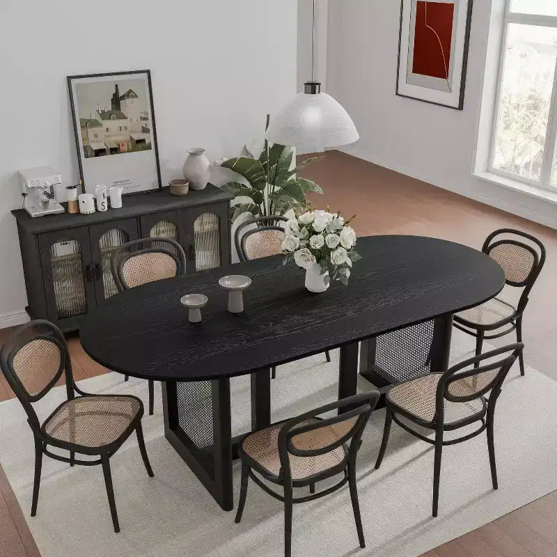 67 Modern Oval Dining Table Farmhouse Kitchen Table for 6 People
