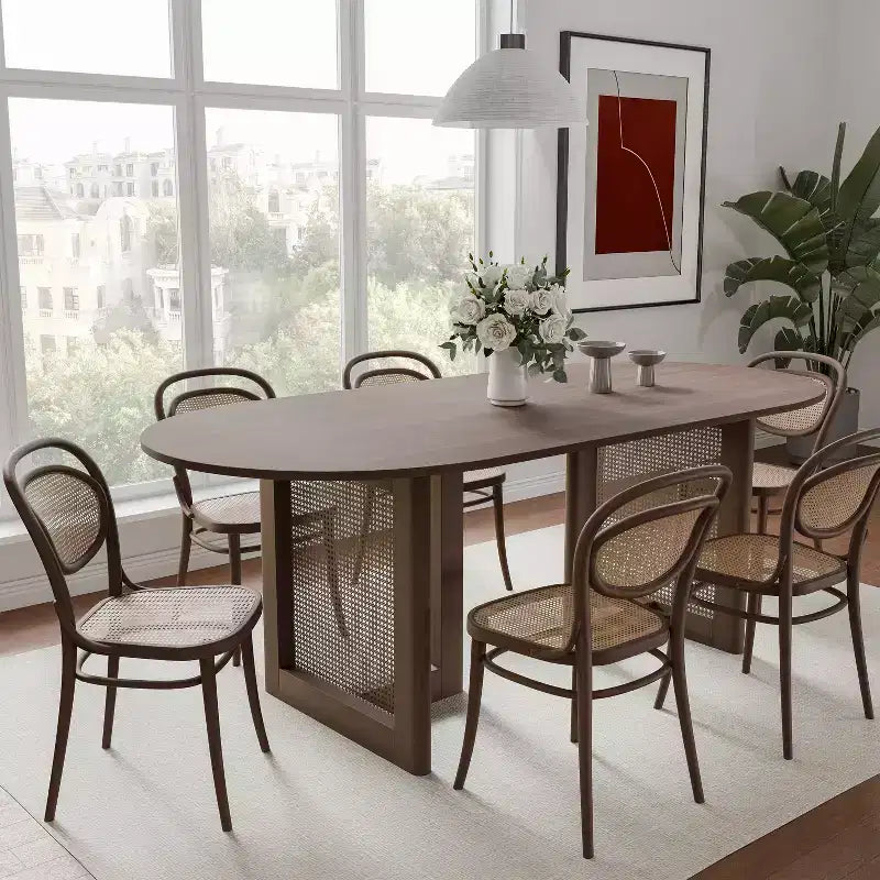 67 Modern Oval Dining Table Farmhouse Kitchen Table for 6 People