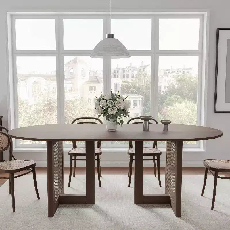 67 Modern Oval Dining Table Farmhouse Kitchen Table for 6 People
