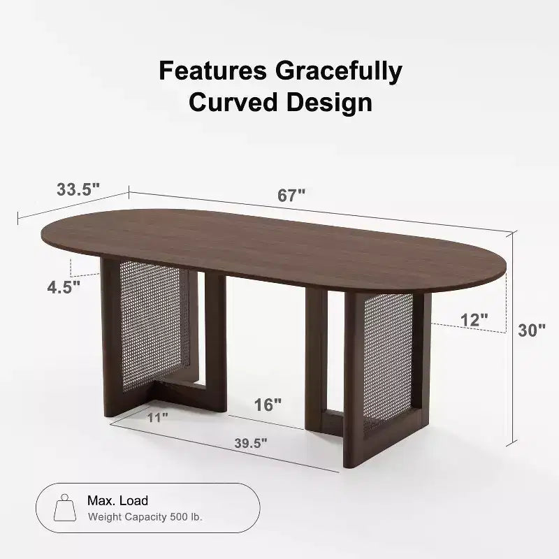 67 Modern Oval Dining Table Farmhouse Kitchen Table for 6 People