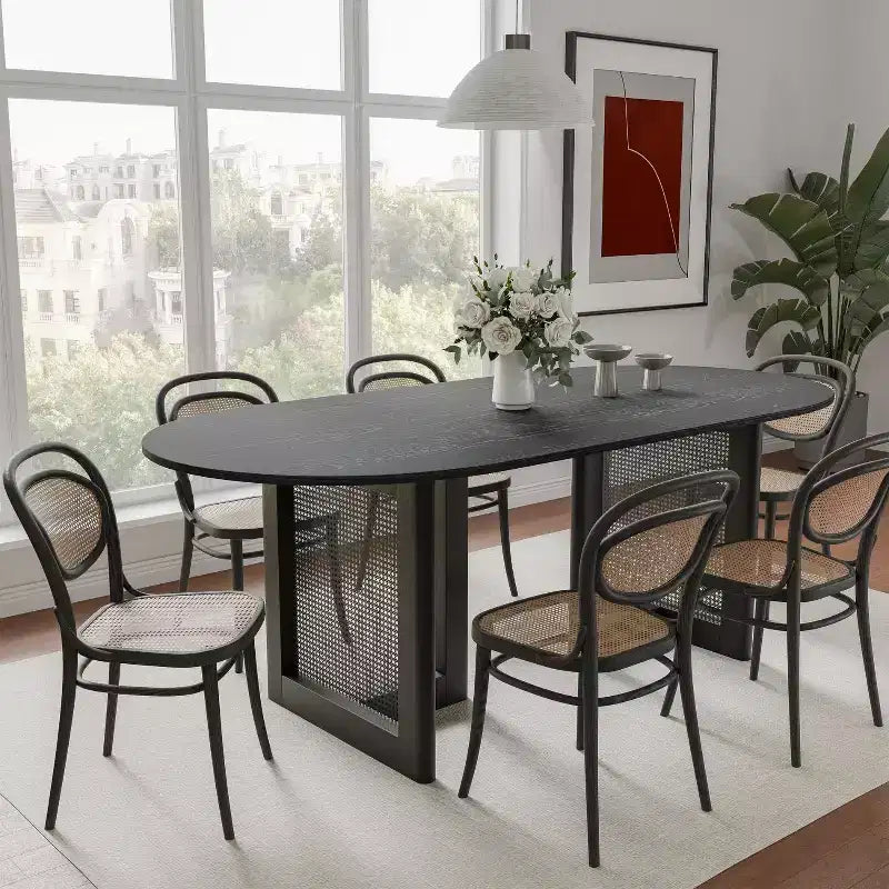 67 Modern Oval Dining Table Farmhouse Kitchen Table for 6 People