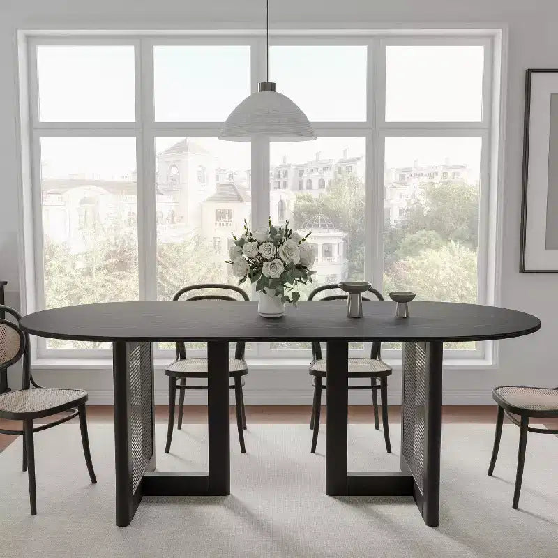 67 Modern Oval Dining Table Farmhouse Kitchen Table for 6 People
