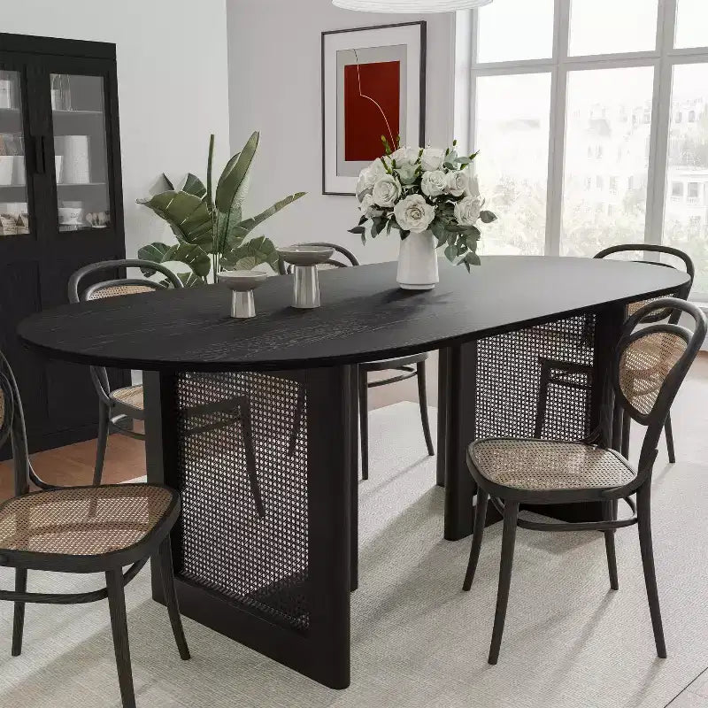67 Modern Oval Dining Table Farmhouse Kitchen Table for 6 People