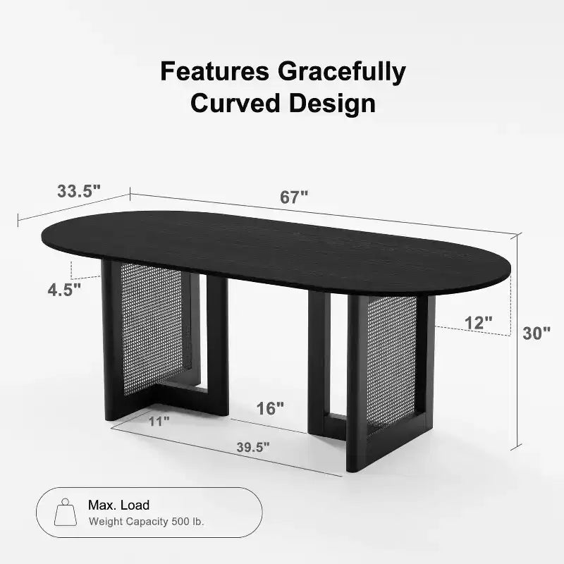 67 Modern Oval Dining Table Farmhouse Kitchen Table for 6 People