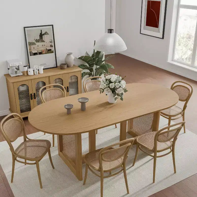 Dovelina 67 Modern Oval Dining Table Farmhouse Kitchen Table for 6 People
