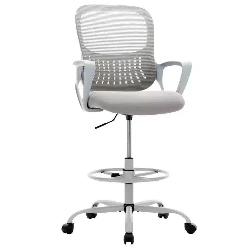 Ergonomic Tall Office Drafting Chair Mesh Task Chair with Fixed Arms