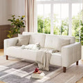 3-Seater Sofa Couch, 83 Wide Faux Leather Sofa Couch with Spring Cushion, Modern Sofa w/2 Removable Back Cushions, for Living Room, Bedroom