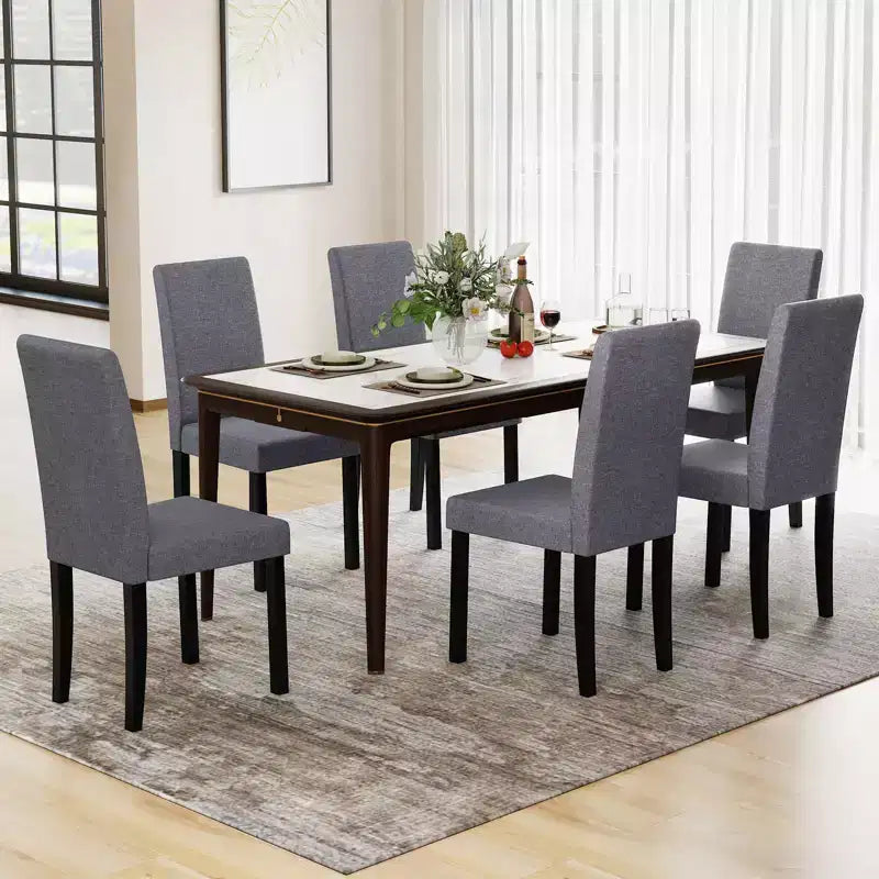 Dining Chair Set of 4 Fabric Upholstered Rubber Wood Legs Side Armless