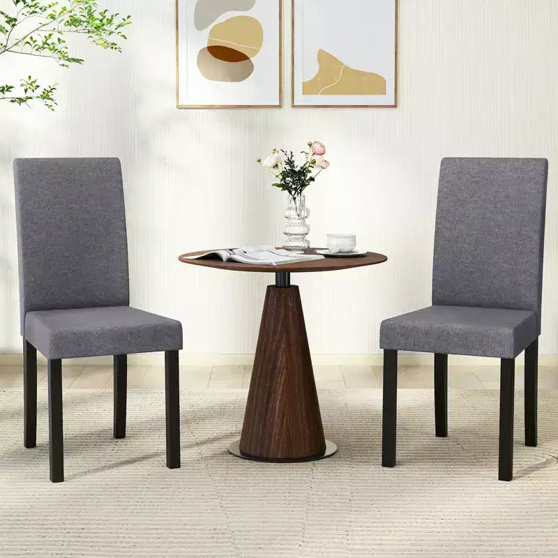 Dining Chair Set of 4 Fabric Upholstered Rubber Wood Legs Side Armless