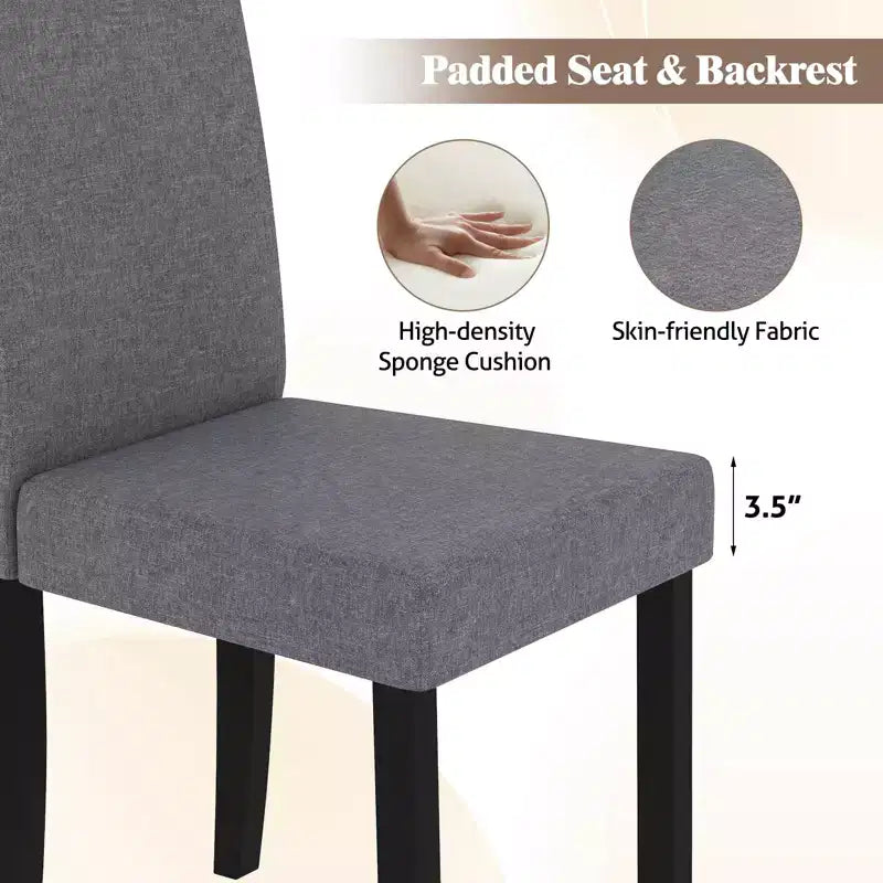 Dining Chair Set of 4 Fabric Upholstered Rubber Wood Legs Side Armless