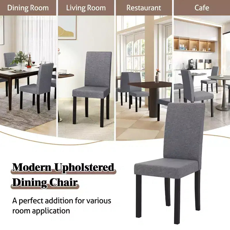 Dining Chair Set of 4 Fabric Upholstered Rubber Wood Legs Side Armless
