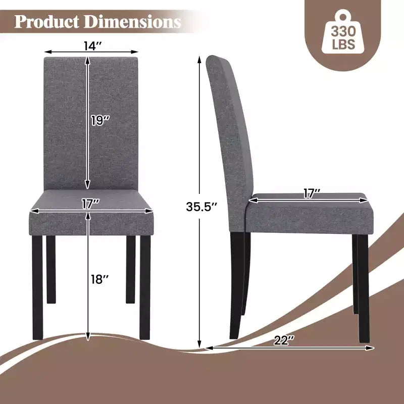 Dining Chair Set of 4 Fabric Upholstered Rubber Wood Legs Side Armless