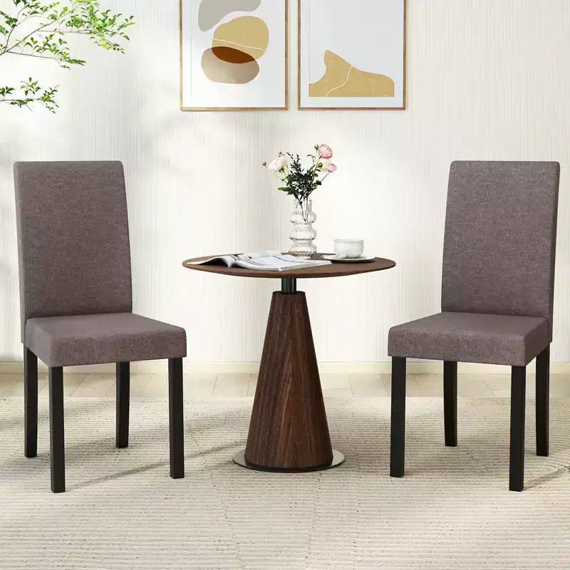 Dining Chair Set of 4 Fabric Upholstered Rubber Wood Legs Side Armless
