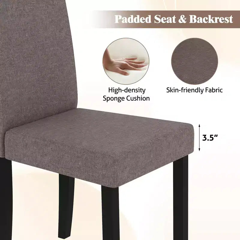 Dining Chair Set of 4 Fabric Upholstered Rubber Wood Legs Side Armless
