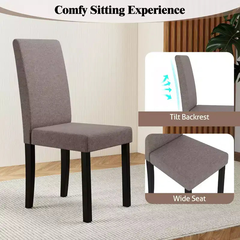 Dining Chair Set of 4 Fabric Upholstered Rubber Wood Legs Side Armless