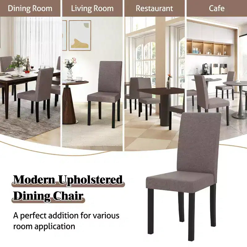 Dining Chair Set of 4 Fabric Upholstered Rubber Wood Legs Side Armless