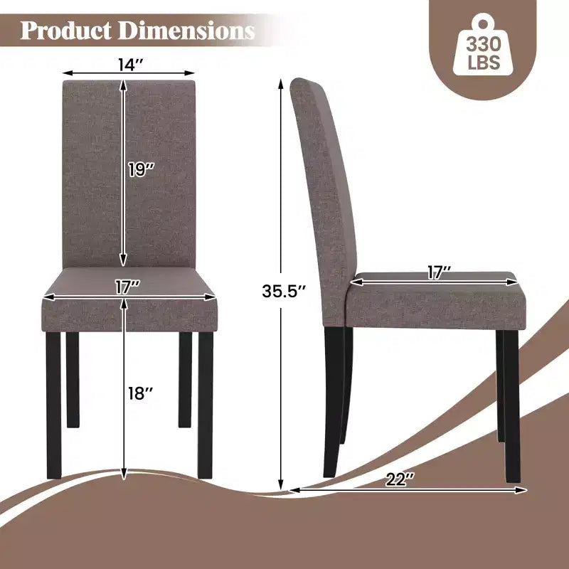 Dining Chair Set of 4 Fabric Upholstered Rubber Wood Legs Side Armless
