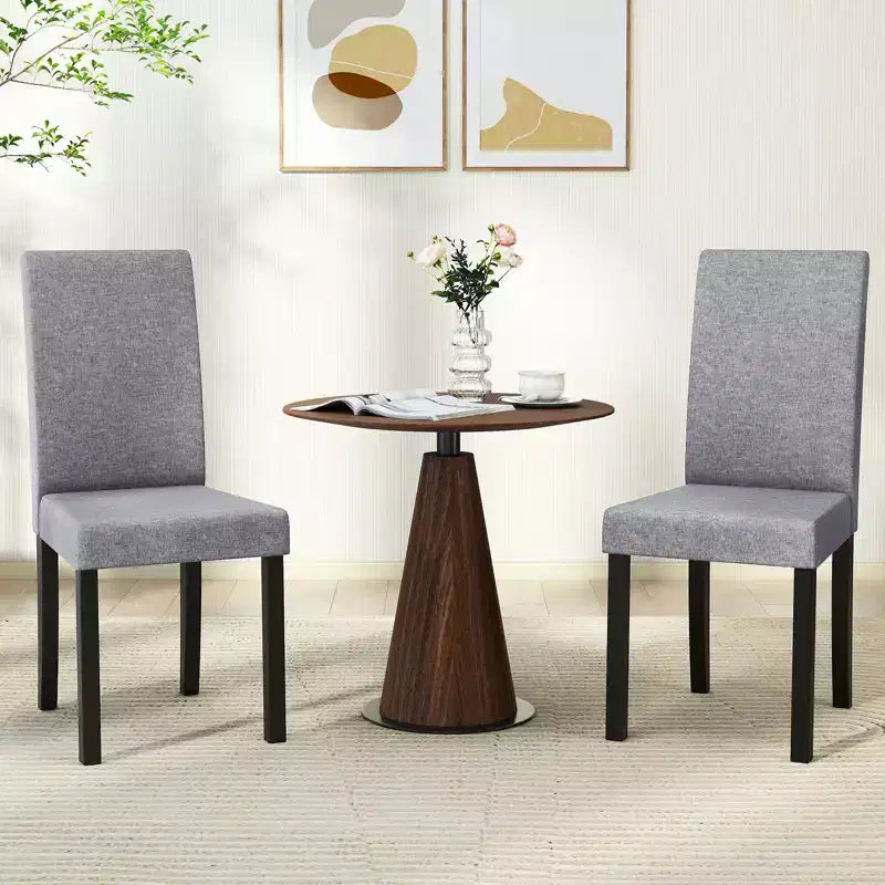 Dining Chair Set of 4 Fabric Upholstered Rubber Wood Legs Side Armless