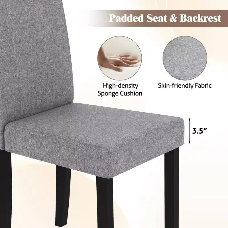 Dining Chair Set of 4 Fabric Upholstered Rubber Wood Legs Side Armless