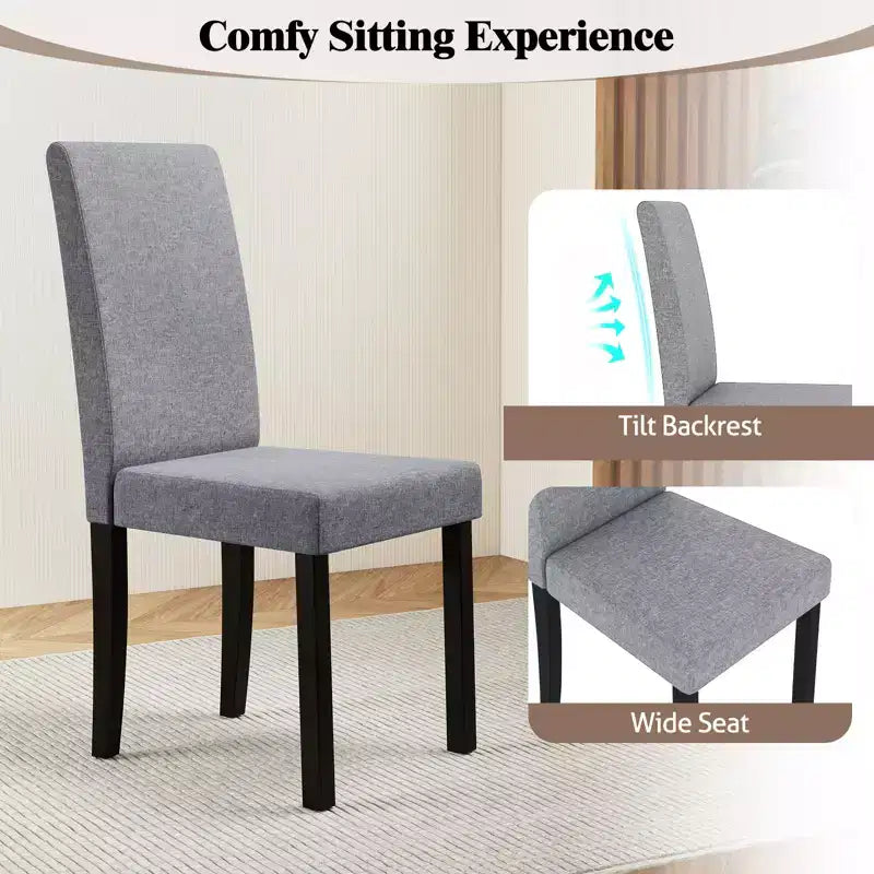 Dining Chair Set of 4 Fabric Upholstered Rubber Wood Legs Side Armless