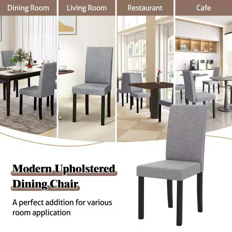Dining Chair Set of 4 Fabric Upholstered Rubber Wood Legs Side Armless