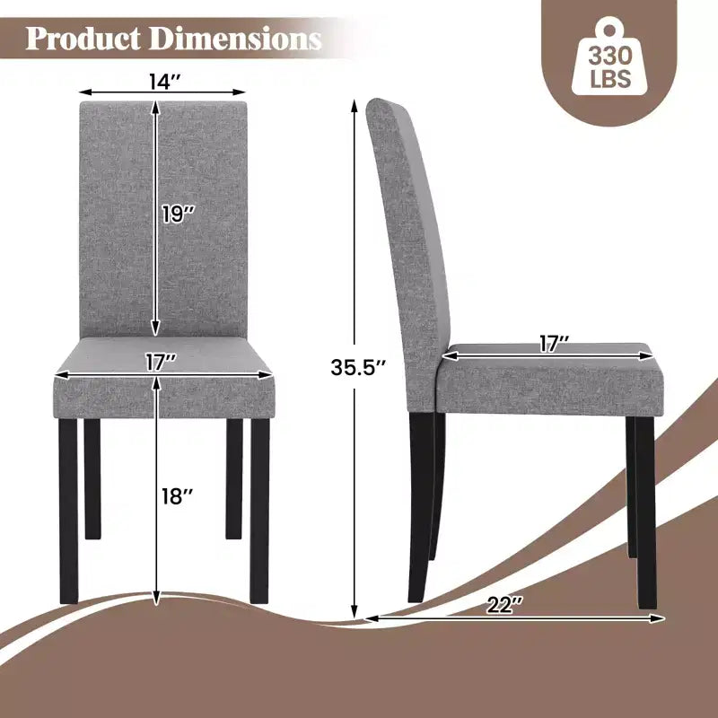 Dining Chair Set of 4 Fabric Upholstered Rubber Wood Legs Side Armless