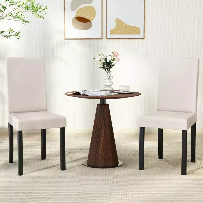 Dining Chair Set of 4 Fabric Upholstered Rubber Wood Legs Side Armless