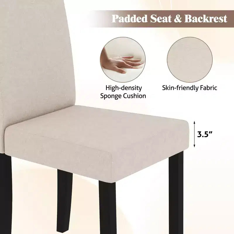 Dining Chair Set of 4 Fabric Upholstered Rubber Wood Legs Side Armless