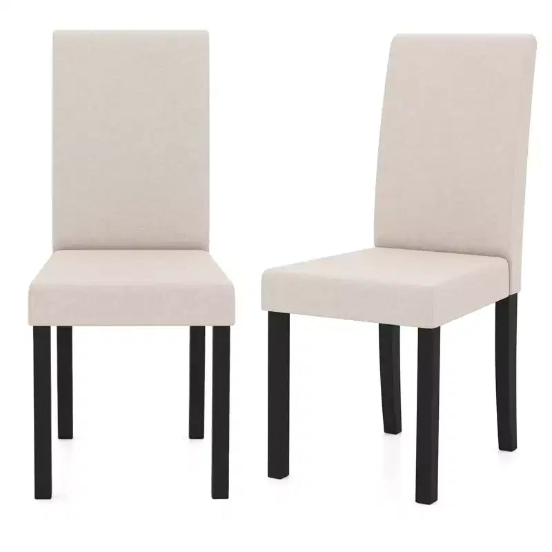Dining Chair Set of 4 Fabric Upholstered Rubber Wood Legs Side Armless