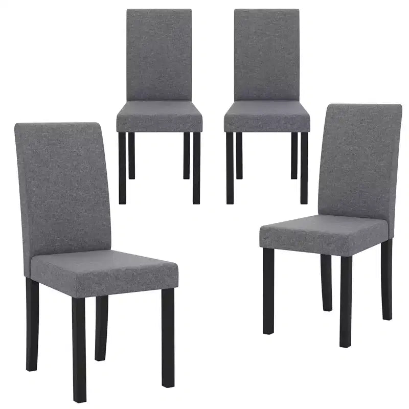Dining Chair Set of 4 Fabric Upholstered Rubber Wood Legs Side Armless