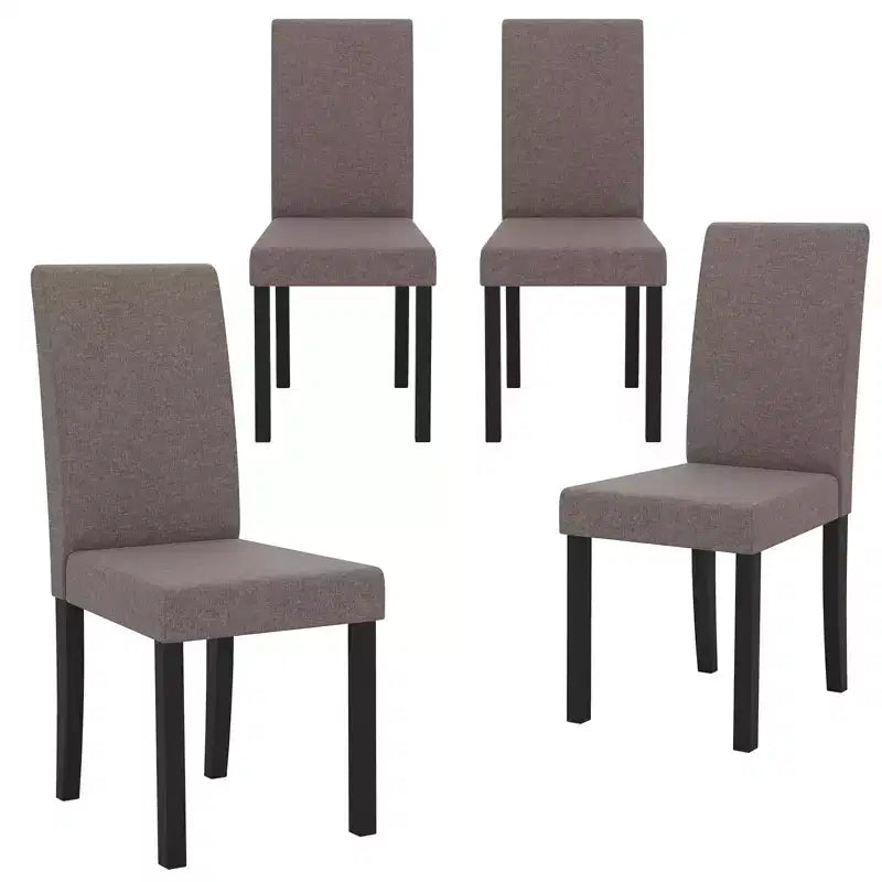 Dining Chair Set of 4 Fabric Upholstered Rubber Wood Legs Side Armless