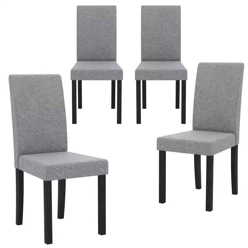 Dining Chair Set of 4 Fabric Upholstered Rubber Wood Legs Side Armless