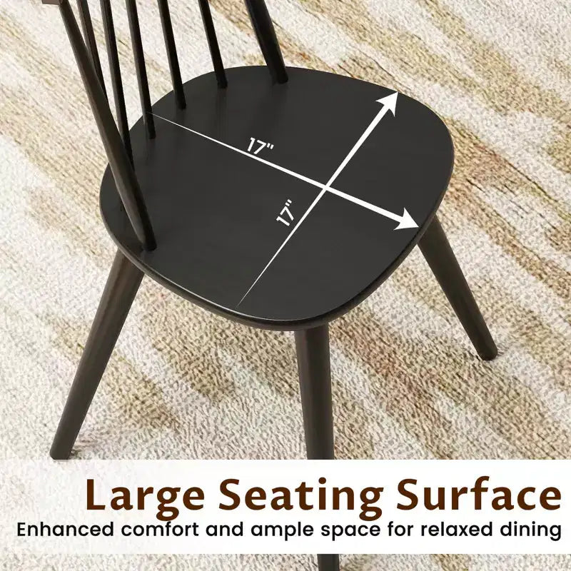 Windsor Dining Chairs Set of 2/4 w/Rubber Wood Frame High Spindle Back for Home