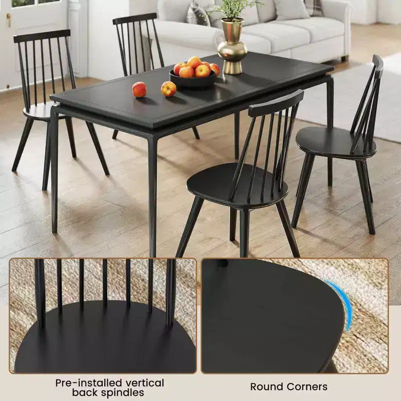 Windsor Dining Chairs Set of 2/4 w/Rubber Wood Frame High Spindle Back for Home