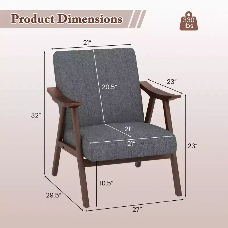 Modern Accent Chair Leathaire Leisure Armchair w/ Rubber Wood Frame & Felt Pads