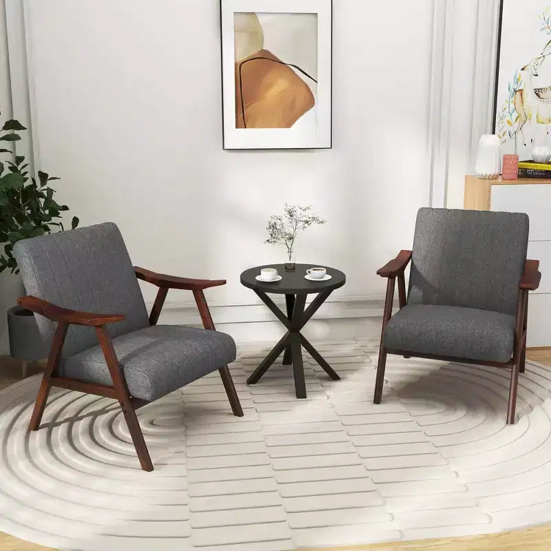 Modern Accent Chair Leathaire Leisure Armchair w/ Rubber Wood Frame & Felt Pads