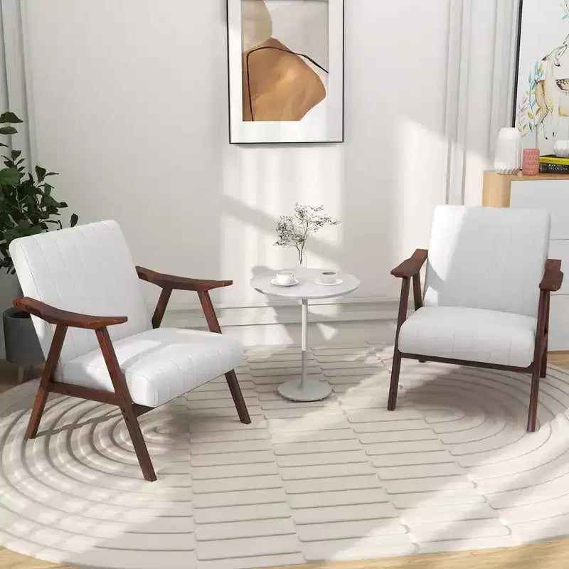 Modern Accent Chair Leathaire Leisure Armchair w/ Rubber Wood Frame & Felt Pads