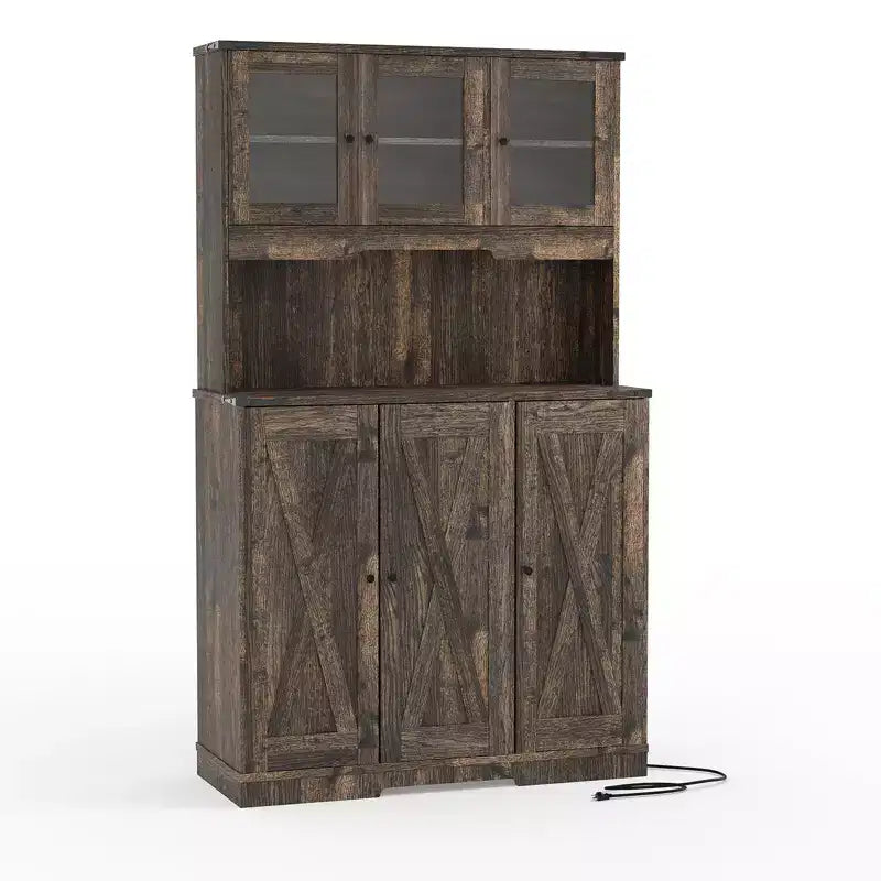 Freestanding Kitchen Pantry Cabinet with Acrylic Doors, 70'' Kitchen Hutch Storage Cabinet with Microwave Stand, Cupboard Coffee Bar Food Pantry