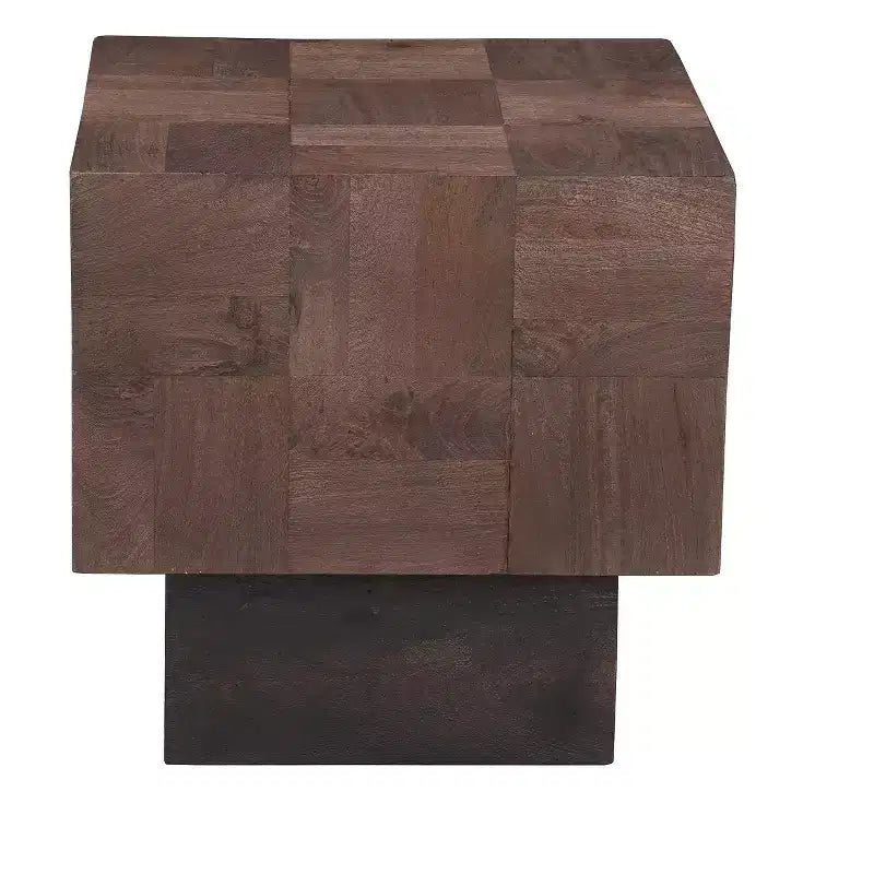 22 Gray Distressed Solid Wood Square Block End Table
