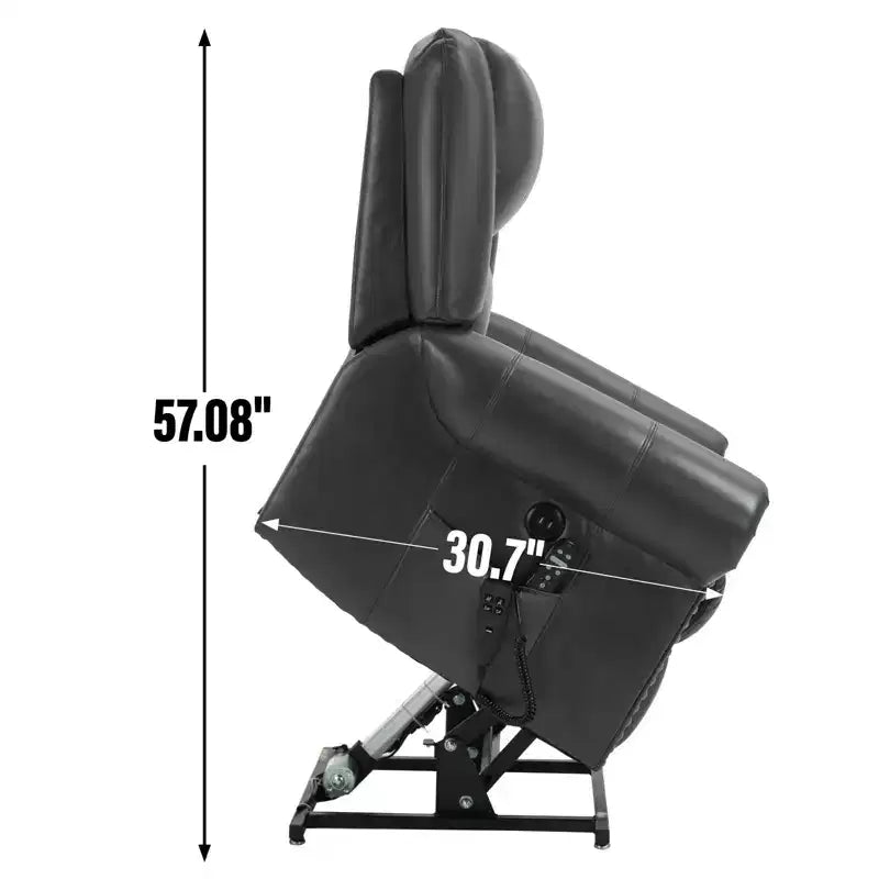 Brown Faux Leather Power Lift Recliner Chair Heat Massage Dual Motor Infinite Position Up to 350 LBS