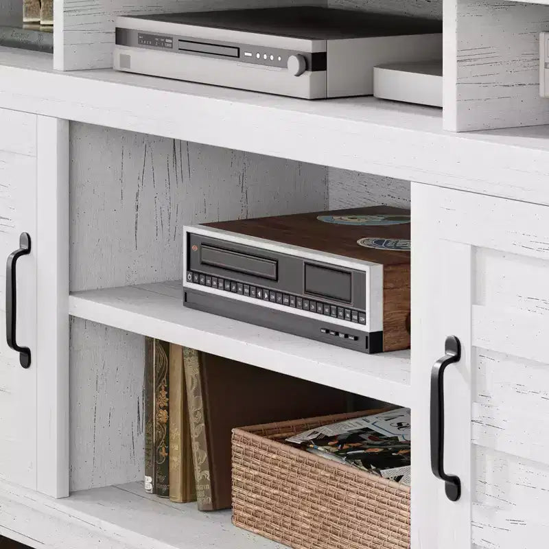 70.9 TV Stand, Entertainment Center with Adjustable Shelves, Farmhouse TV Stand with Cabinet Doors,for Living Room, Bedroom