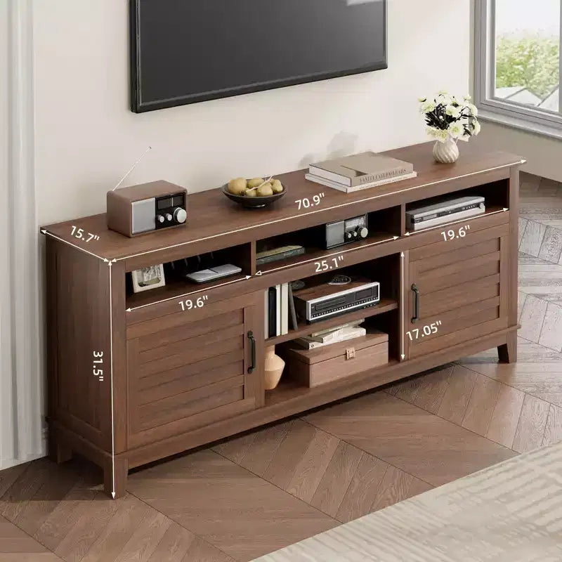 70.9 TV Stand, Entertainment Center with Adjustable Shelves, Farmhouse TV Stand with Cabinet Doors,for Living Room, Bedroom