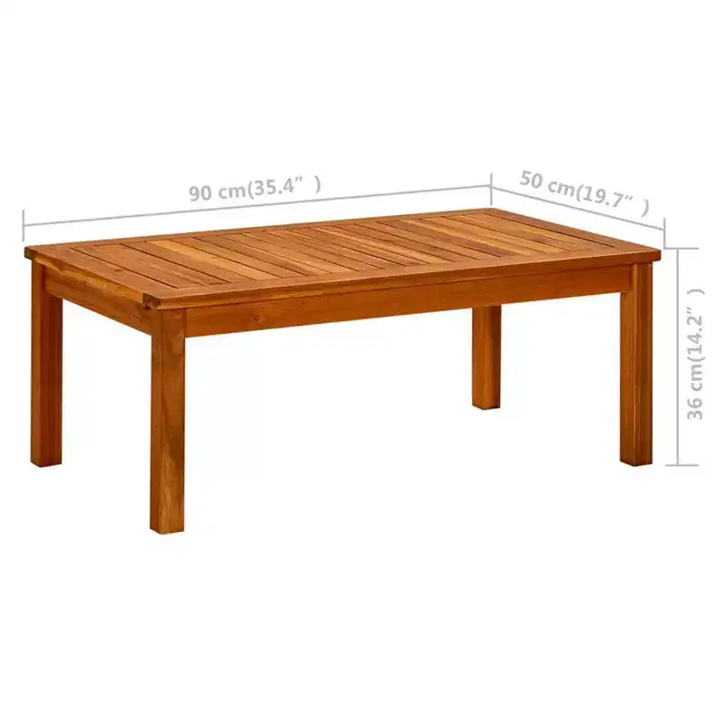 Coffee Table Natural Wood Solid Acacia Wood - 35.4 x 19.7 x 14.2