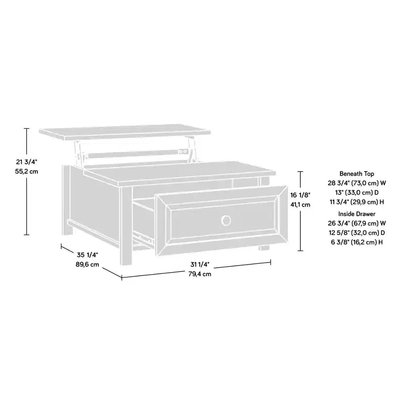 Farmhouse Wood Lift-Top Coffee Table with Hidden Storage