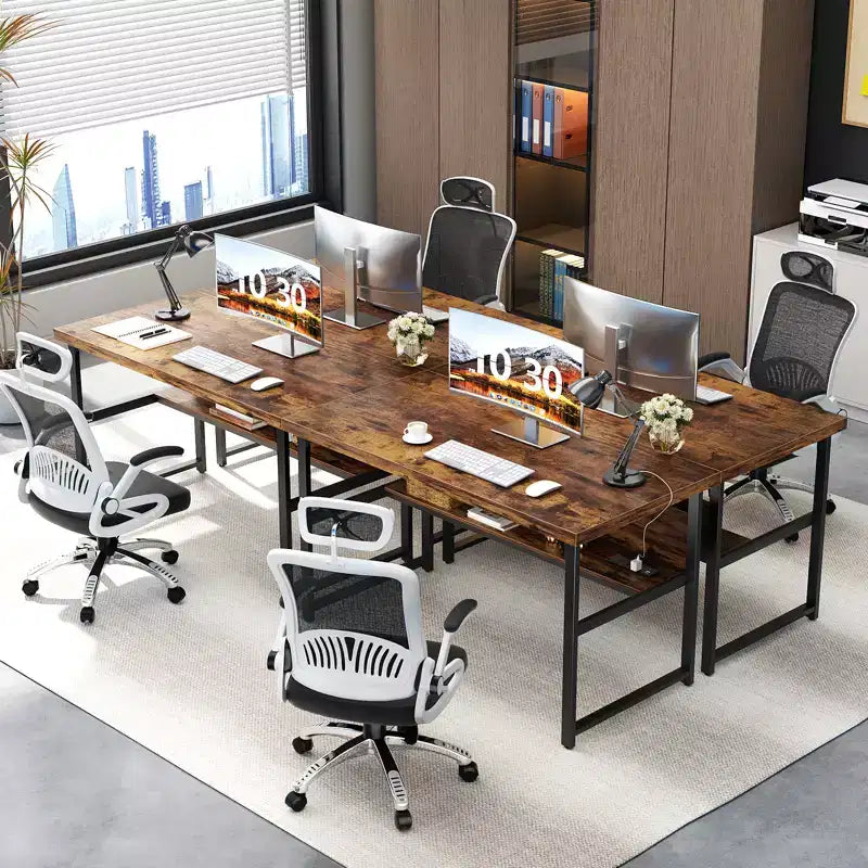 53'' Computer Desk with Charging Station and Thickened Desktop